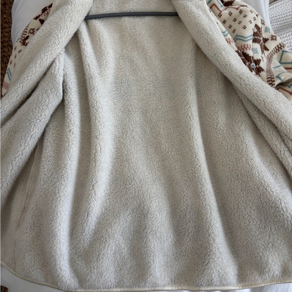 Steve Madden Women’s Sherpa Fleece Wrap Fairisle Print Hooded Jacket XL - Picture 4 of 8